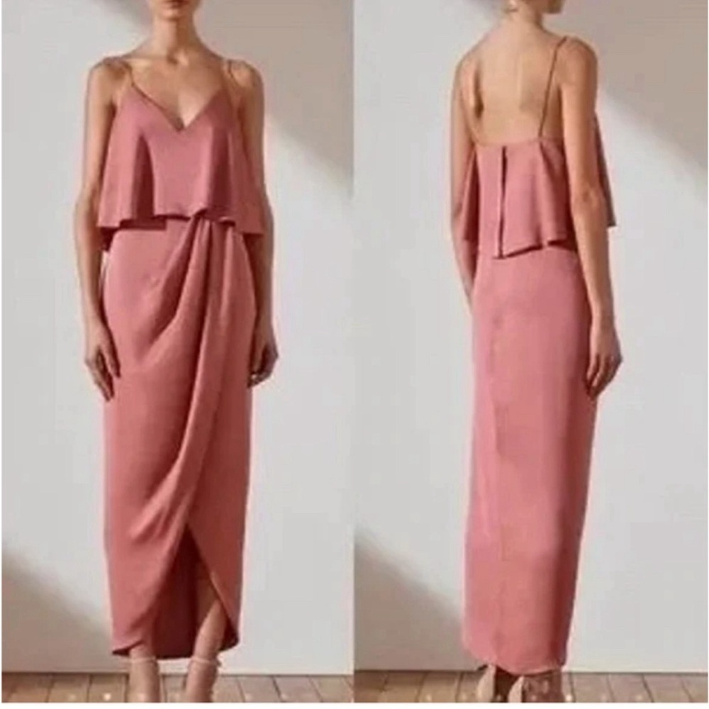 Shona Joy Luxe Draped Frill Cocktail‎ Dress in Rose size 4